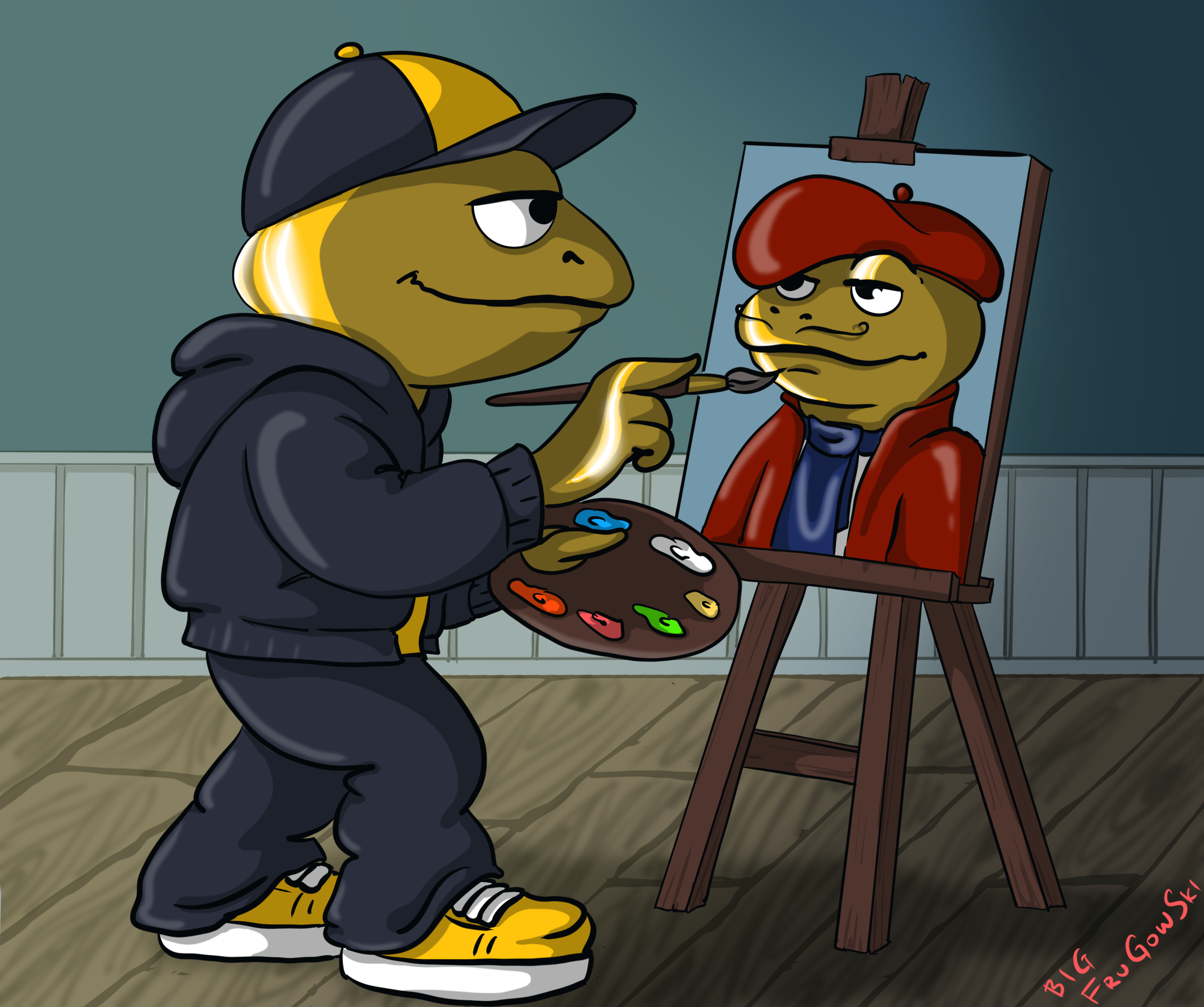 Artistic 4OG painting his own artistic self